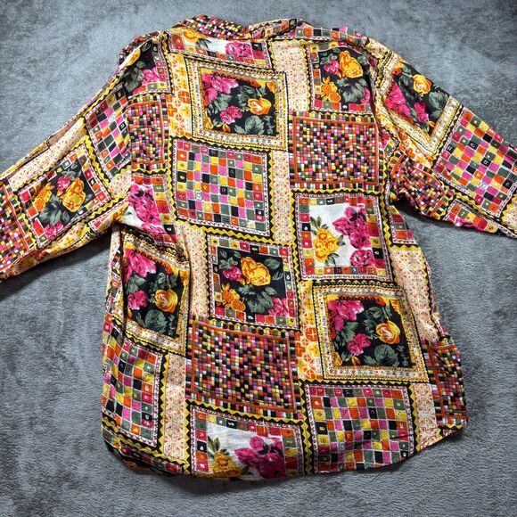 Gitano Women Top Vintage Y2K 90s Button Up Semi-Sheer Ruffle Patchwork 20W J112 - Picture 6 of 10